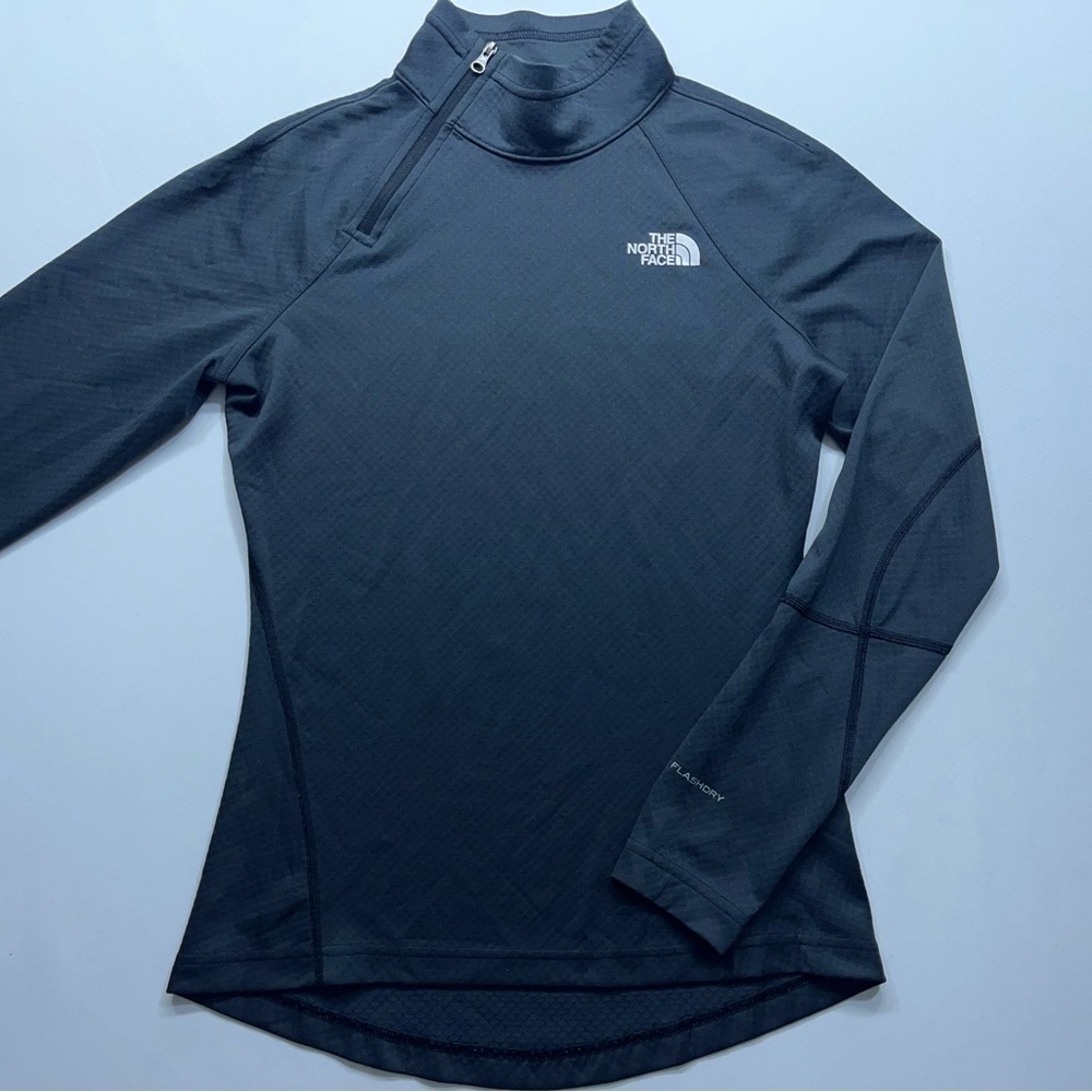 The North Face Pullover Womens Size XS Gray Honeycomb 1/4 Zip Flash Dry